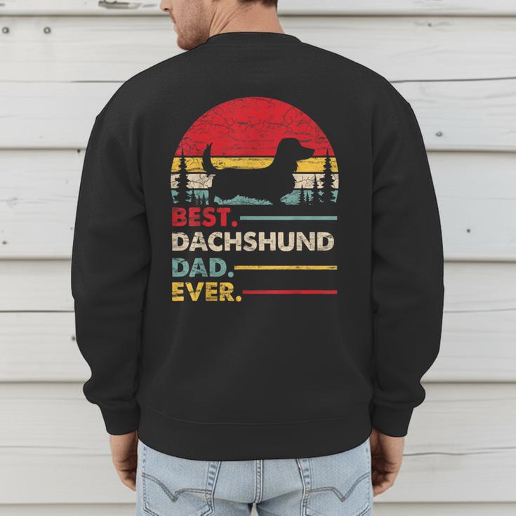 Dachshund Long Haired Best Dad Ever Dog Vintage Retro Men's Sweatshirt Back Print