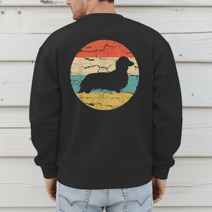 Dachshund Long Haired Dog Vintage Mom Dad Retro Men's Sweatshirt Back Print