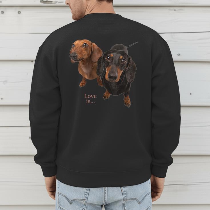Dachshund Shirt Doxie Mom Dad Love Wiener Dog Puppy Cute Tee Men's Sweatshirt Back Print