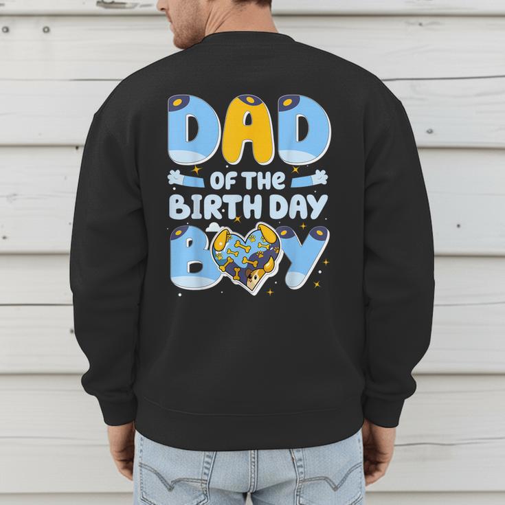 Dad Of The Birthday Boy Blue Dog Family Matching Men's Sweatshirt Back Print