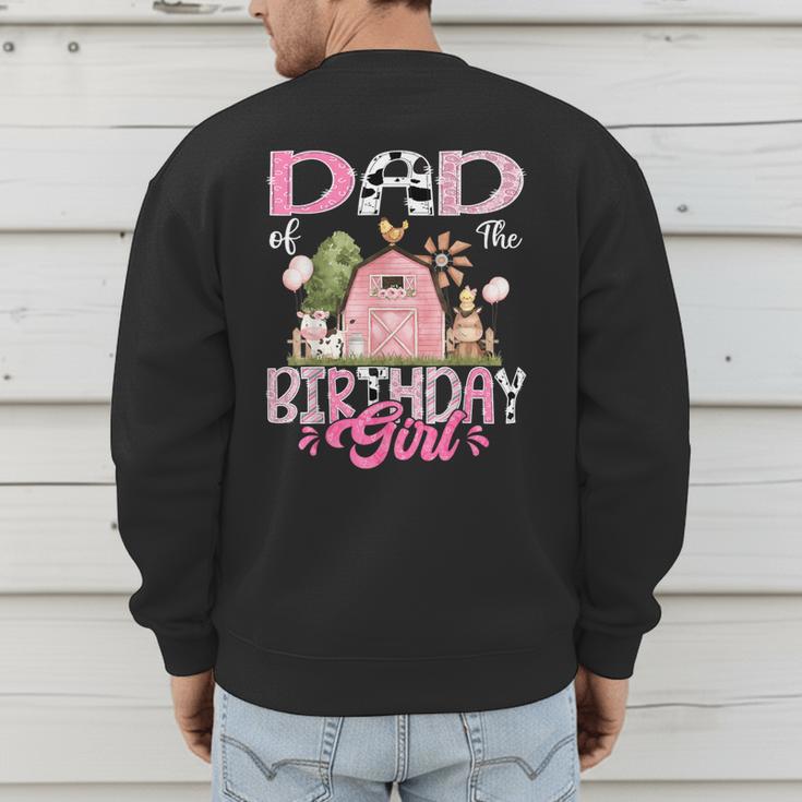 Dad Of The Birthday Girl 1St Birthday Pink Cow Farm Men's Sweatshirt Back Print