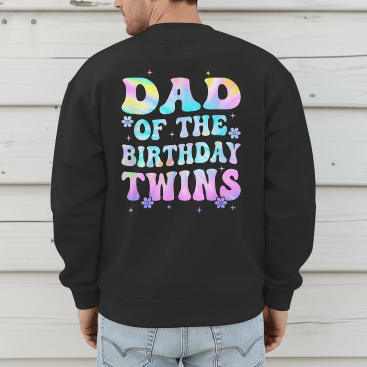 Dad Of The Birthday Twins Girls Kids Party Retro Bday Men's Sweatshirt Back Print