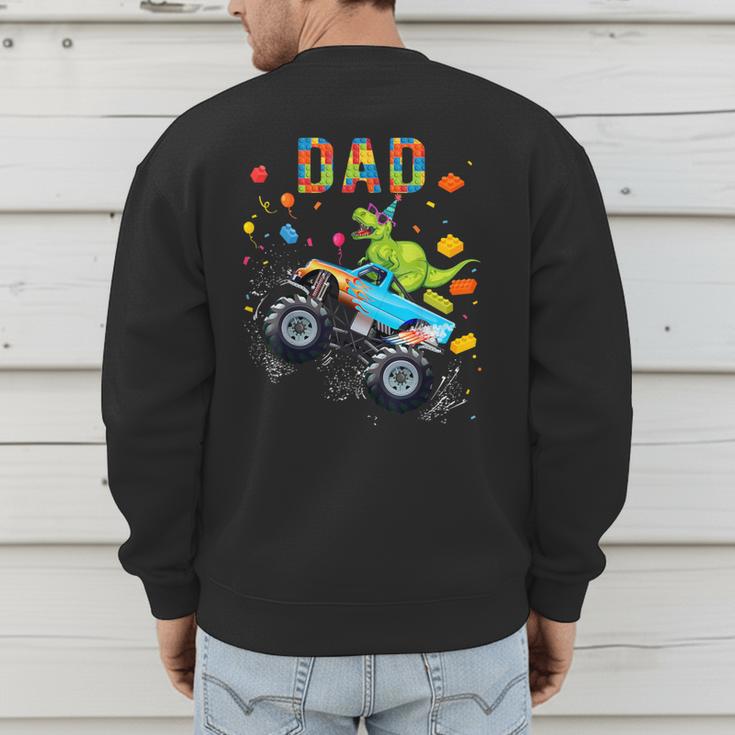 Dad Building Blocks Monster Truck Dinosaur Birthday Men's Sweatshirt Back Print Dad Building Blocks Monster Truck Dinosaur Birthday Men's Sweatshirt Back Print