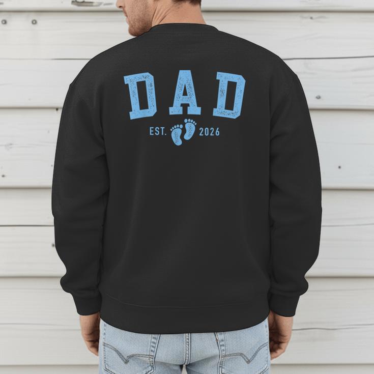 Dad Est 2026 Blue Baby Feet First Time Boy Daddy Men's Sweatshirt Back Print
