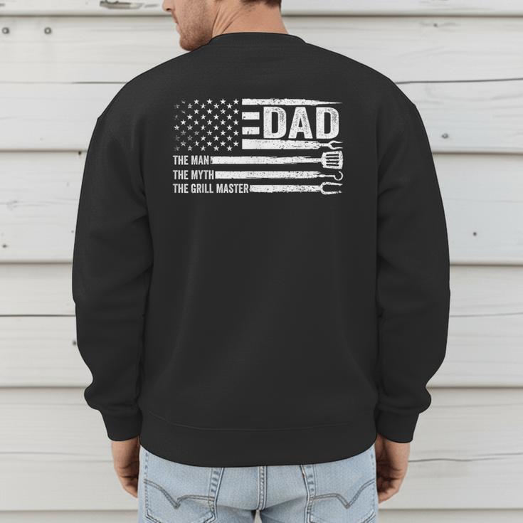 Dad The Man The Myth The Grill Master USA Flag Father's Day Men's Sweatshirt Back Print