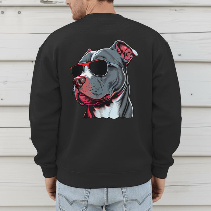 Dad Mom Cool Dog Sunglasses Pitbull Men's Sweatshirt Back Print