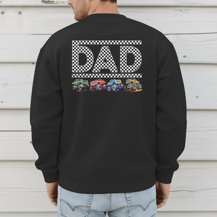 Dad Retro Monster Truck Family Crew Birthday Matching Family Men's Sweatshirt Back Print