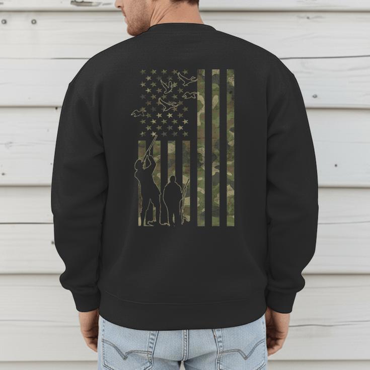 Dad And Son Duck Hunting Father And Son Matching Hunting Men's Sweatshirt Back Print