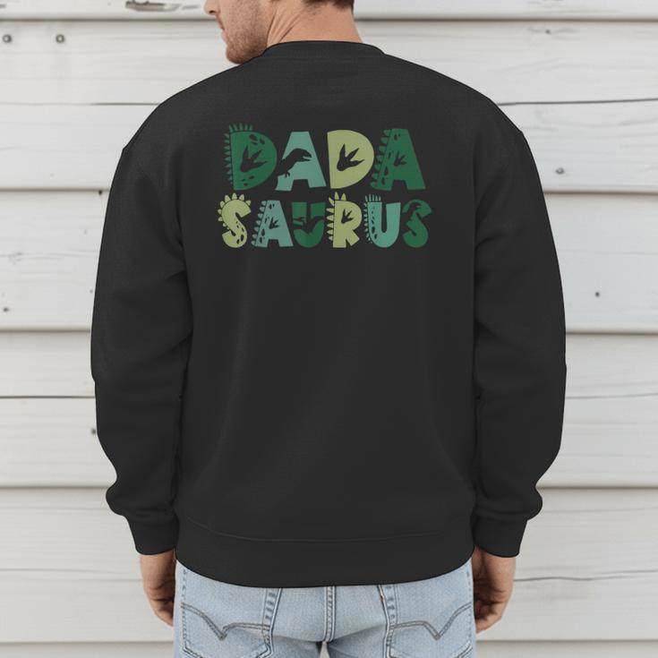 Dada Saurus Dad Dinosaur Three Rex Birthday Boy Girl Family Men's Sweatshirt Back Print