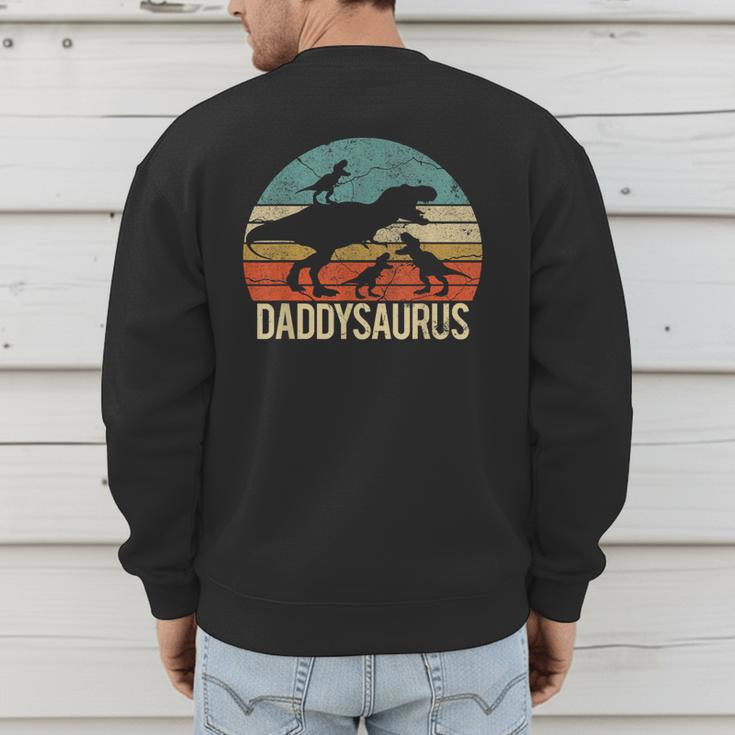 Daddy Dinosaur Daddysaurus 3 Three Kids Xmas Men's Sweatshirt Back Print