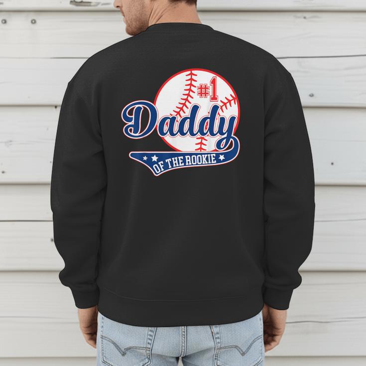 Daddy Of Rookie 1st Birthday Baseball Theme Matching Party Men's Sweatshirt Back Print