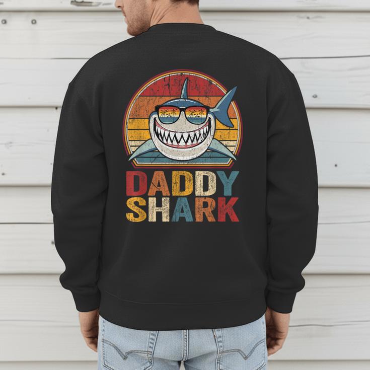 Daddy Shark Retro Shark Shirt Pajamas For Dad Dad Men's Sweatshirt Back Print