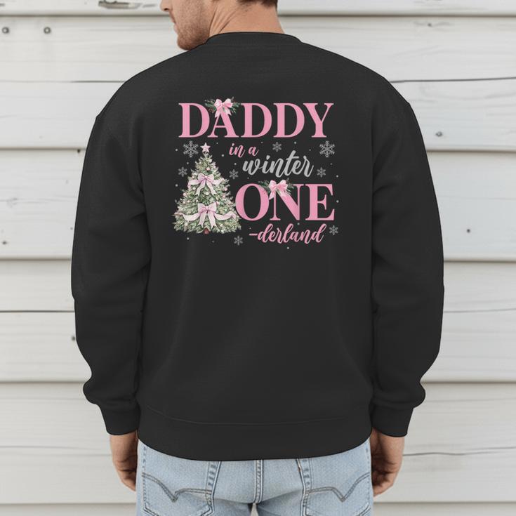 Daddy In a Winter Onederland Birthday Girl Christmas Tree Men's Sweatshirt Back Print