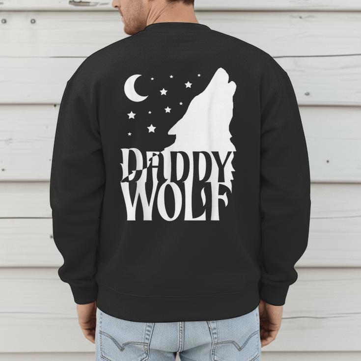 Daddy Wolf Matching Family Tribe Wolves Moon Men's Sweatshirt Back Print