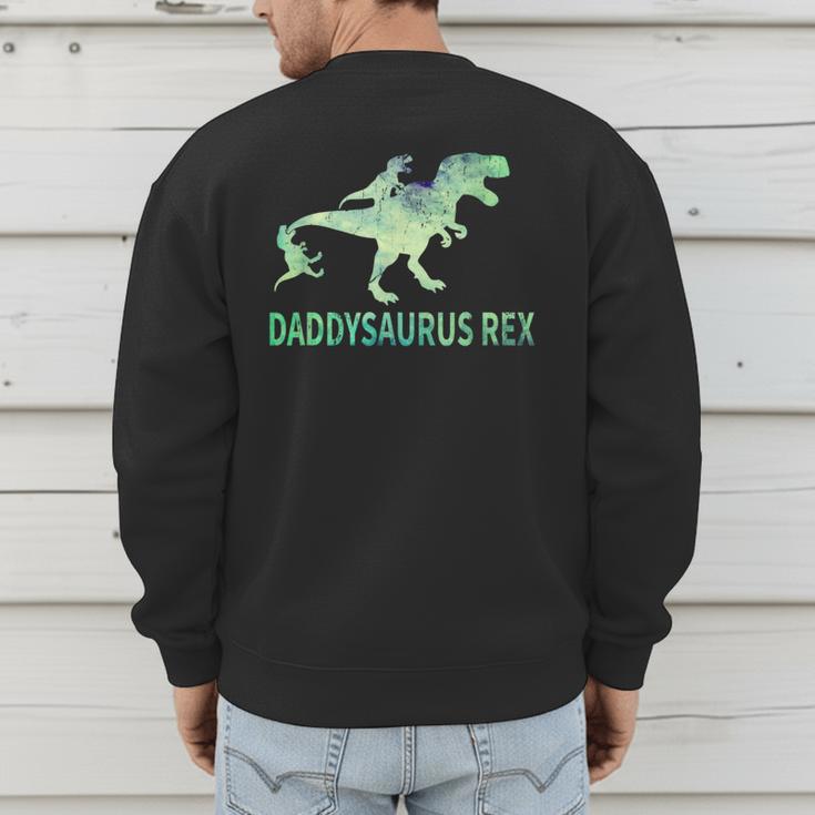 DaddysaurusRex Dinosaur Daddy Saurus Dad 2 Two Kids Dino Men's Sweatshirt Back Print