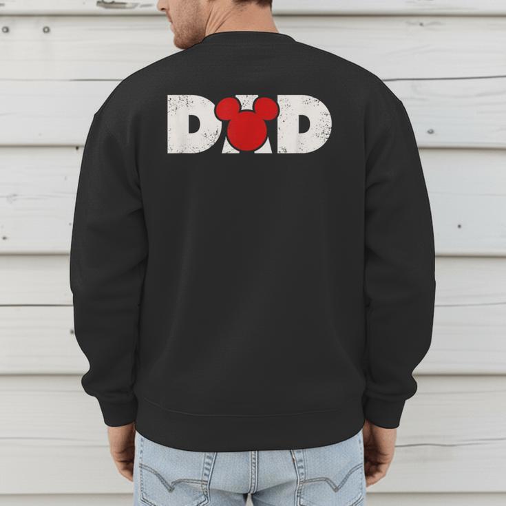 Disney Mickey And Friends Dad Mickey Distressed Text Logo Men's Sweatshirt Back Print