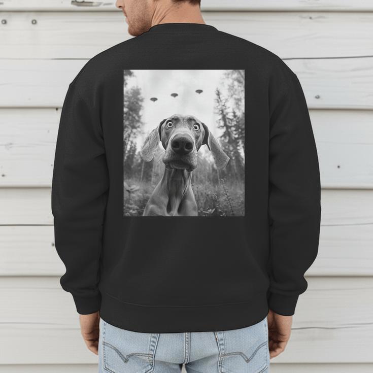 Dog Mom Dad Alien Selfie Weimaraner UFO For Men Women Men's Sweatshirt Back Print