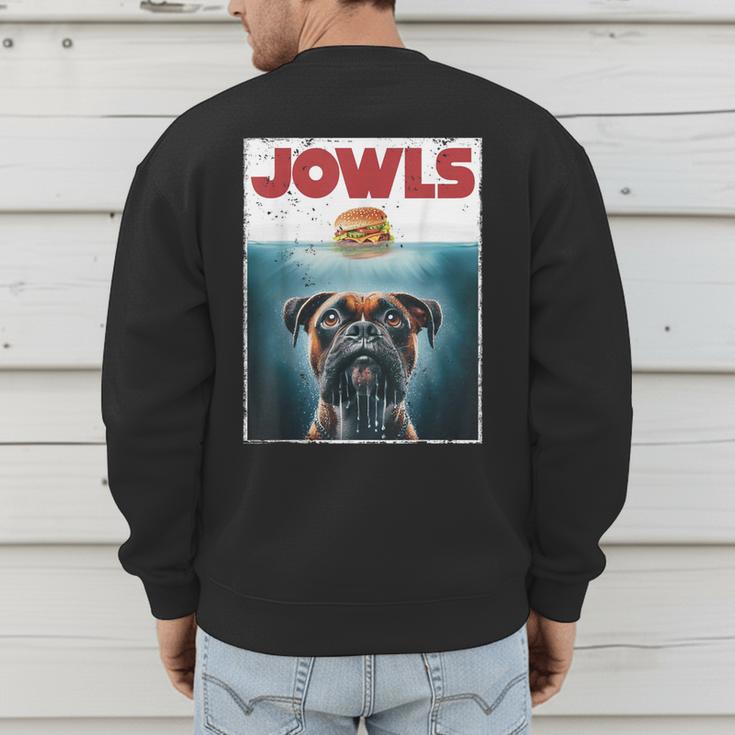 Drooling Boxer Jowls Fawn Dog Mom Dog Dad Burger Men's Sweatshirt Back Print