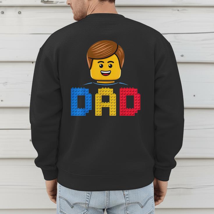 Family Dad Master Builder Building Bricks Blocks Fathers Day Men's Sweatshirt Back Print