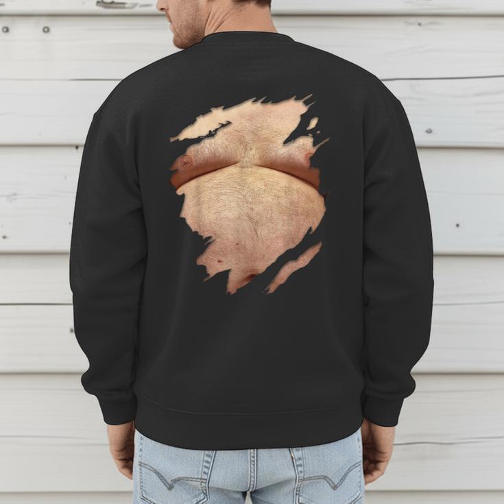 Fat Hairy Guy Big Stomach & Man Boobs Fat Dad BOD Men's Sweatshirt Back Print