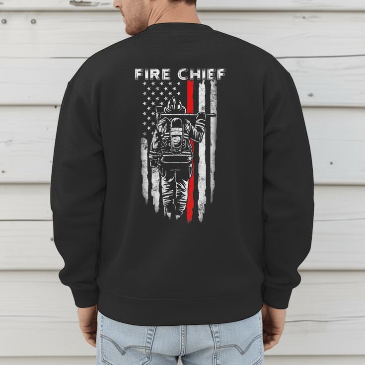 Fire Chief American Flag Gifts For Fire Chief Dad Grandpa Men's Sweatshirt Back Print