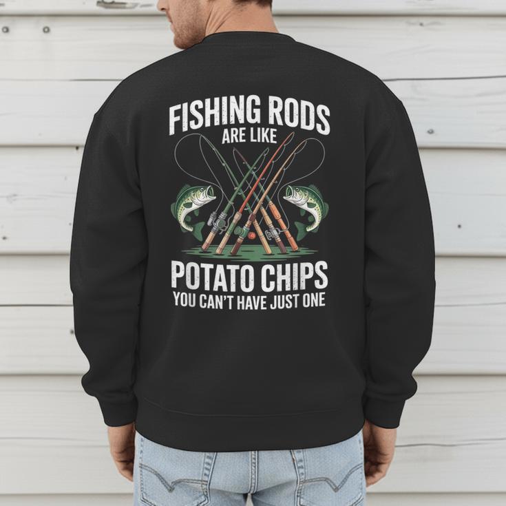 Fishing Rods Are Like Potato Chips Dad Fisherman Men's Sweatshirt Back Print