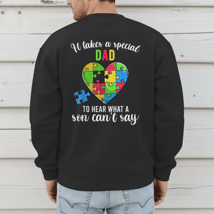 Fun Heart Puzzle Shirts Dad Autism Awareness Family Support Men's Sweatshirt Back Print