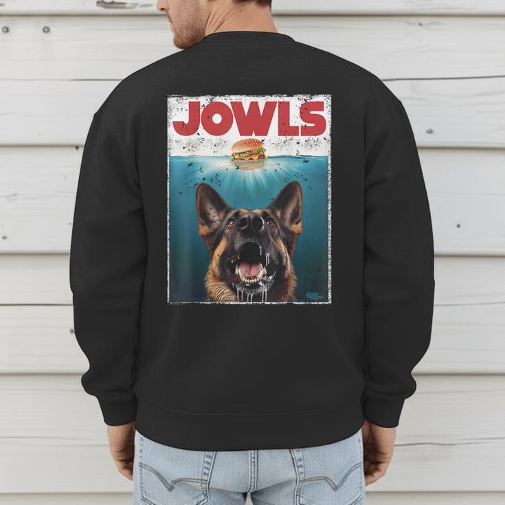 German Shepherd Jowls Hamburger GSG Dog Mom Dog Dad Men's Sweatshirt Back Print