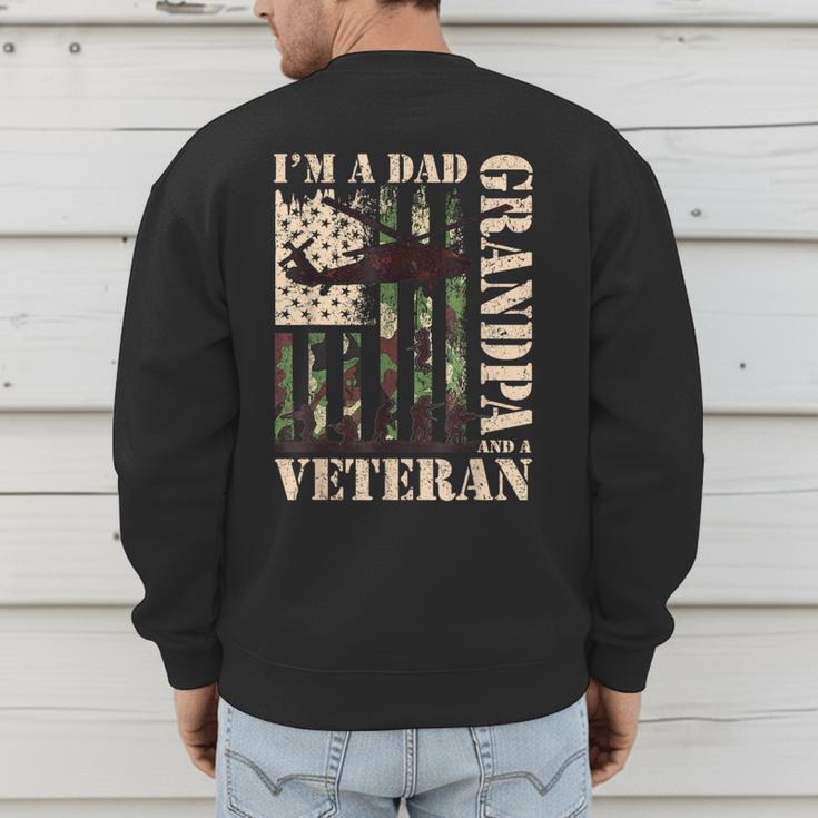 Grandpa Veteran Fathers Day Dad Veteran Camo American Flag Men's Sweatshirt Back Print