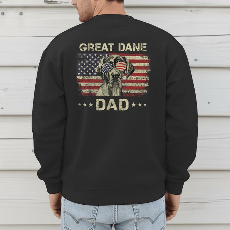 Great Dane Dad Dog Lovers American Flag 4th Of July Men's Sweatshirt Back Print