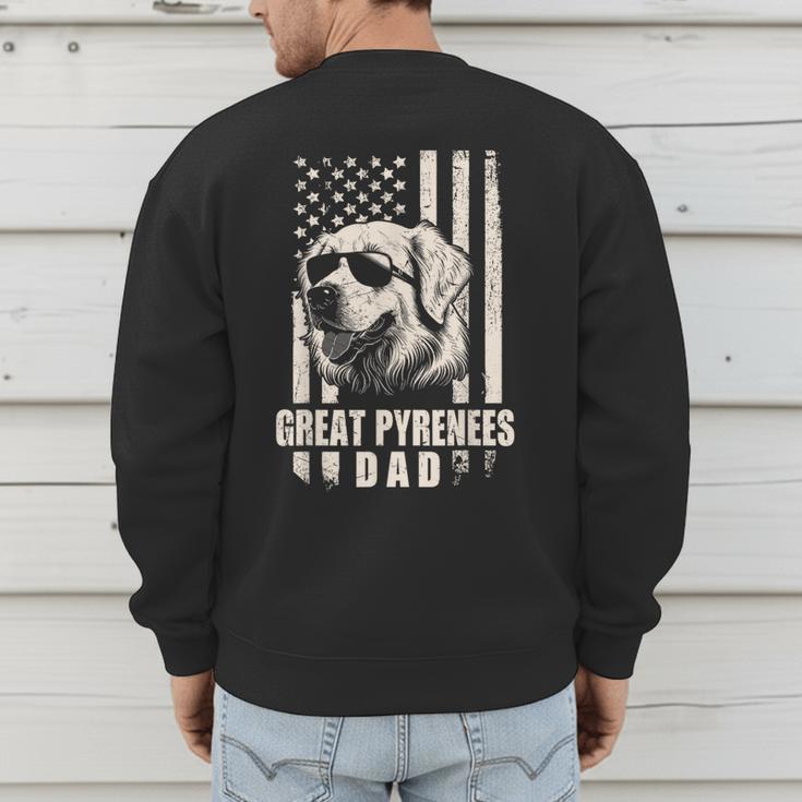 Great Pyrenees Dog Dad American Flag For Father Men Men's Sweatshirt Back Print