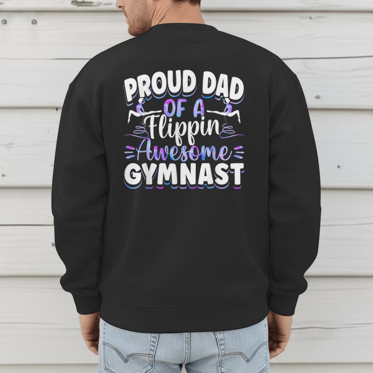 Gymnastics Watercolor Proud Dad Of A Flippin Awesome Gymnast Men's Sweatshirt Back Print