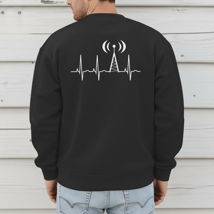 HAM Radio For Dad Ham Radio Operator Heartbeat Men's Sweatshirt Back Print