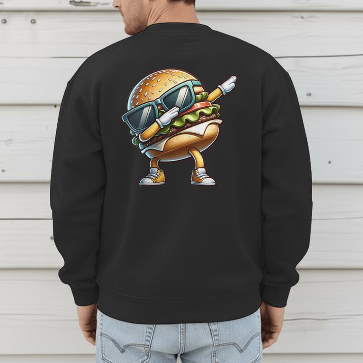 Hamburger Dabbing Kids Men Women Dab Dance Cheeseburgers Dad Men's Sweatshirt Back Print