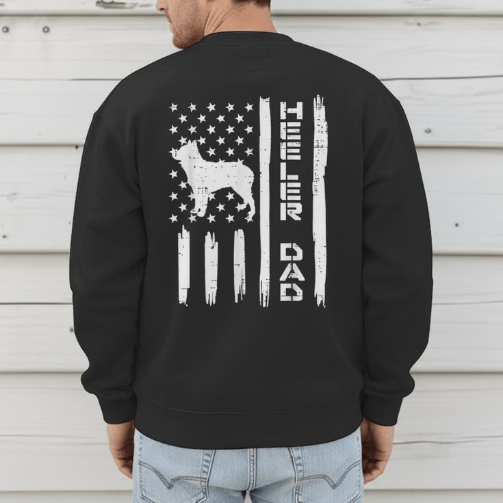 Heeler Dad Flag Vintage Blue Red Cattle Dog Patriot Men Men's Sweatshirt Back Print