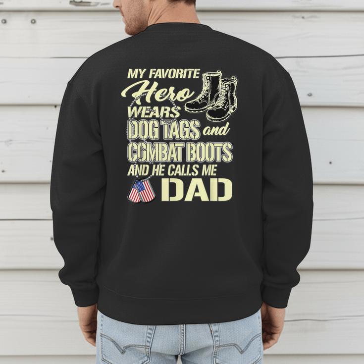 Hero Wears Dog Tags Combat Boots Proud Army Dad Father Men's Sweatshirt Back Print