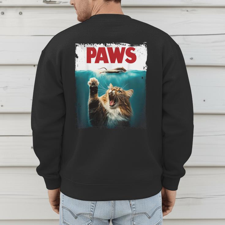 Humorous Paws Parody Cat Mouse For Cat Lover Cat Mom Cat Dad Men's Sweatshirt Back Print
