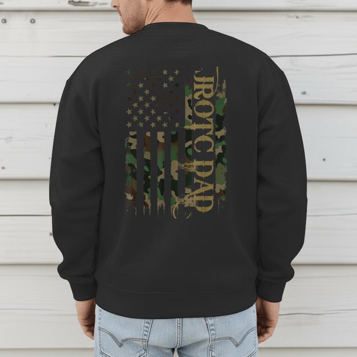 JROTC Dad United States Distressed Camo w US Flag Men's Sweatshirt Back Print