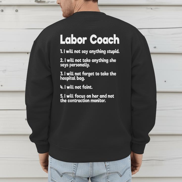 Labor Coach Expecting Dad Rules Papa Baby Men's Sweatshirt Back Print