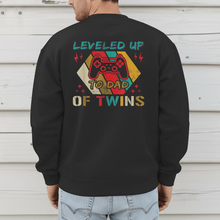 Leveled Up To Dad Of Twins Video Gamer Gaming Men's Sweatshirt Back Print