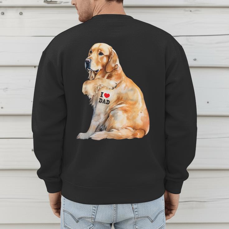 I Love Dad Patriotic Golden Retriever Canine Dog Lover Men's Sweatshirt Back Print
