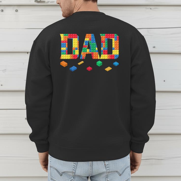 Master Builder Dad Birthday Boy Building Bricks Blocks Daddy Men's Sweatshirt Back Print