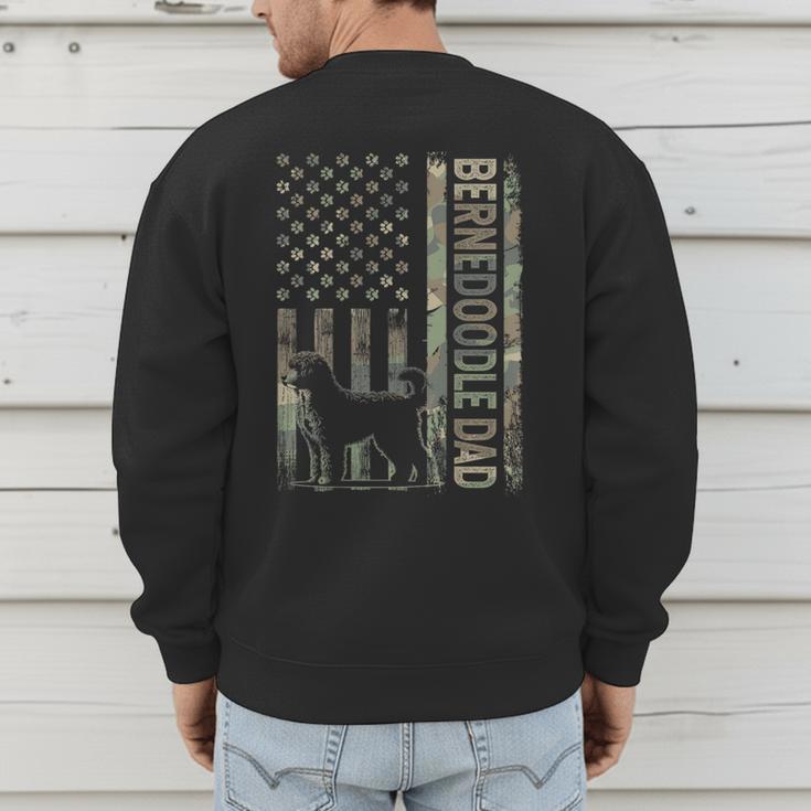 Mini Bernedoodle Dad Camo USA Flag DESIGN ON BACK Men's Sweatshirt Back Print