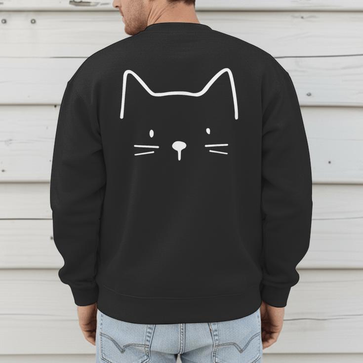 Minimalist Cat Mom Cat Dad Men Kids Women Cat Men's Sweatshirt Back Print