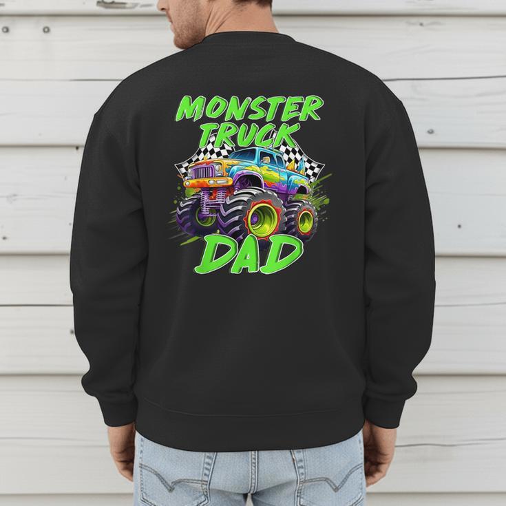 Monster Truck Dad Family Matching Birthday Party Fathers Day Men's Sweatshirt Back Print Monster Truck Dad Family Matching Birthday Party Fathers Day Men's Sweatshirt Back Print