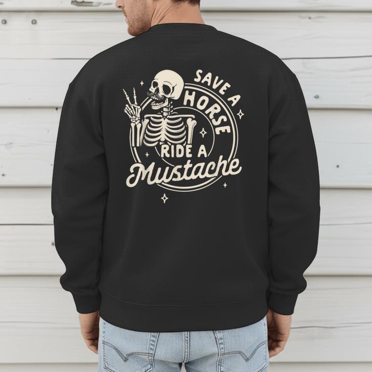 Mustache Dad Father’s Day Save A Horse Ride A Mustache Men's Sweatshirt Back Print Mustache Dad Father’s Day Save A Horse Ride A Mustache Men's Sweatshirt Back Print