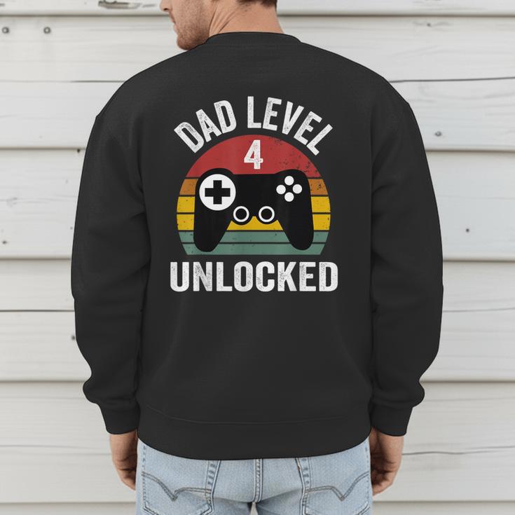 New Dad Shirt Dad Level 4 Unlocked For 4 Kids Gaming Men's Sweatshirt Back Print