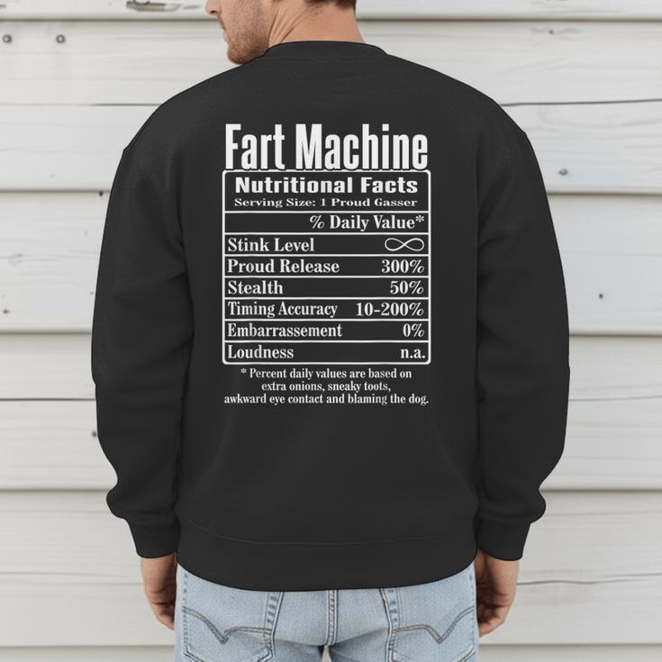 Nutrion Facts Fart Machine Dad Jokes Farting Humor Men's Sweatshirt Back Print