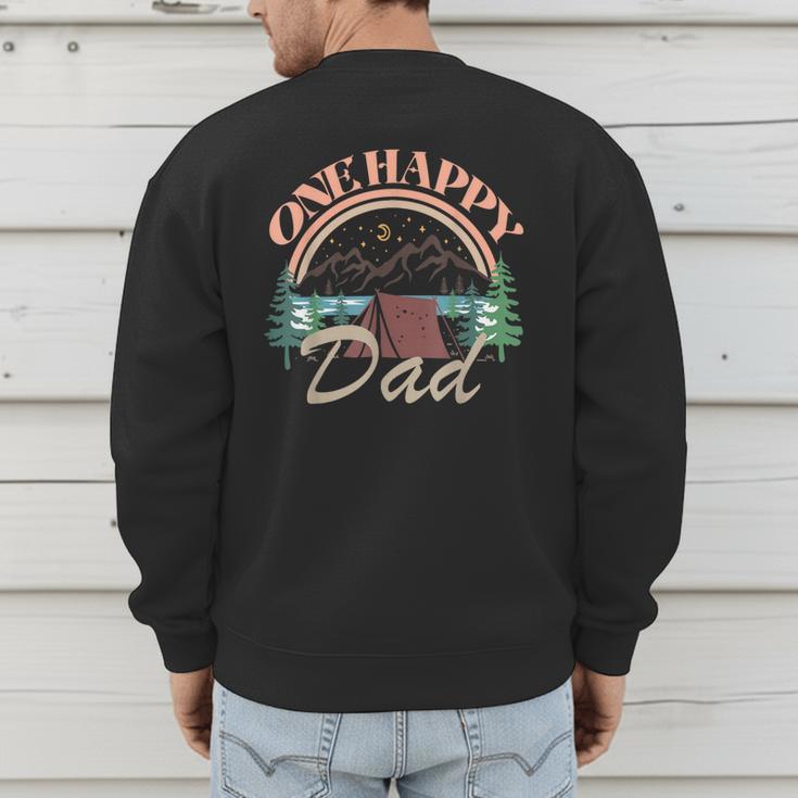 One Happy Dad First Birthday Camping Matching Family Party Men's Sweatshirt Back Print