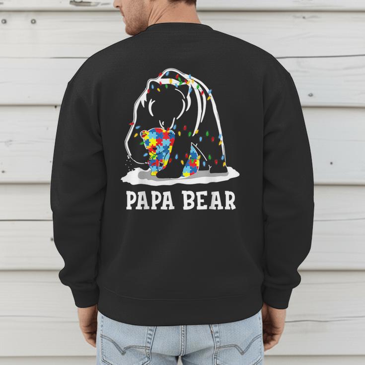 Papa Bear Autism Awareness Autism Matching Family Dad Men's Sweatshirt Back Print
